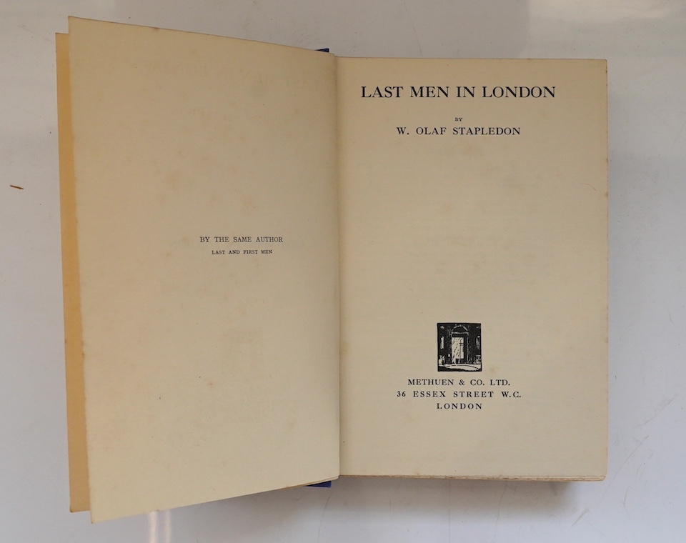 Stapledon, W.Olaf - Last Men in London. 1st edition, publisher's cloth. 1932; Gissing, George - A Victim of Circumstances and Other Stories, 1st edition. publisher's cloth. 1927